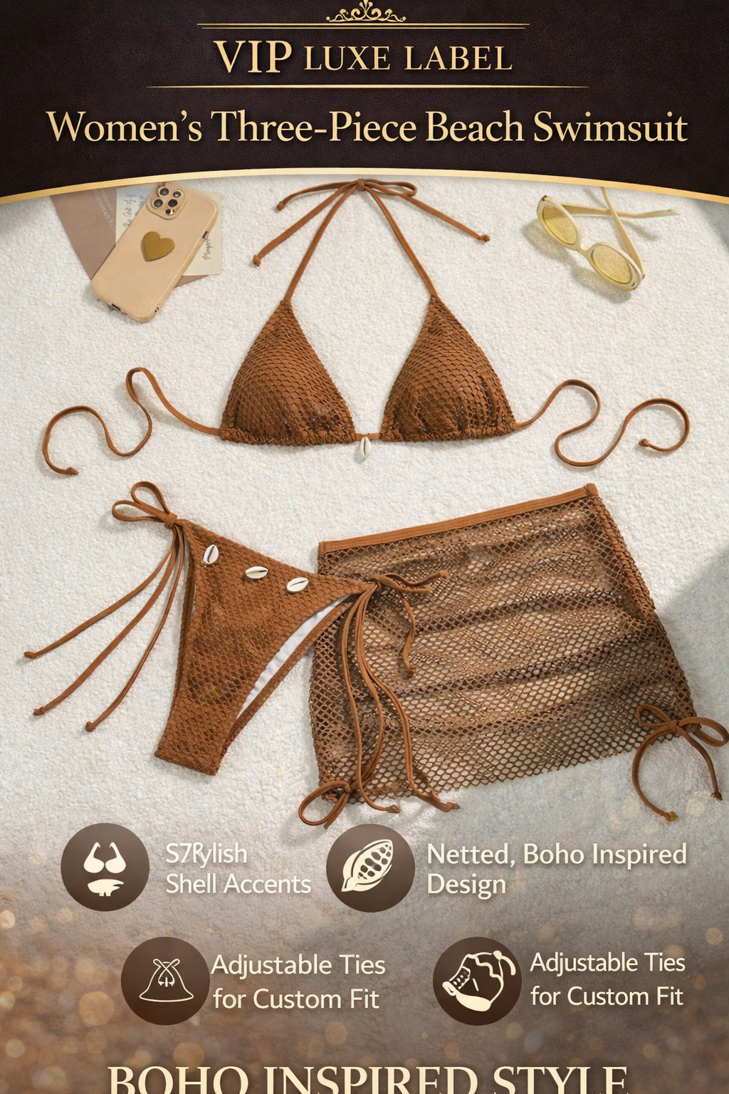 Women’s Three-Piece Beach Swimsuit Set