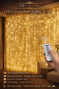 LED Curtain Fairy Lights (3×3m) with Remote Control