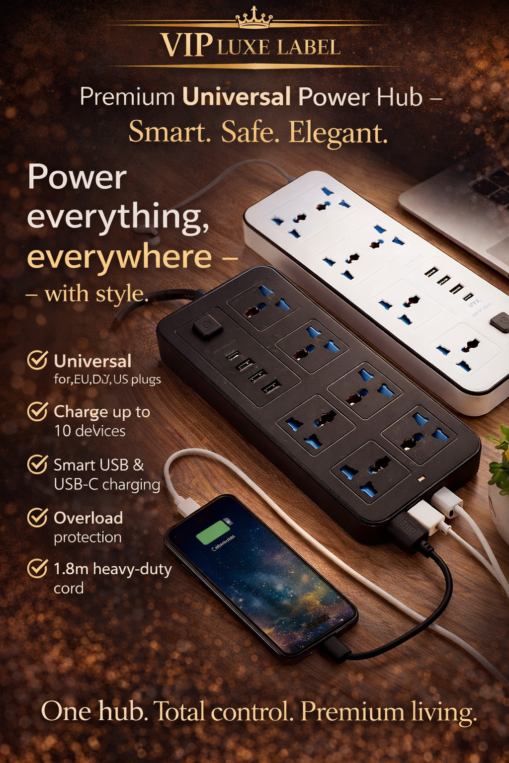 Premium Universal Power Hub – Smart. Safe. Elegant.