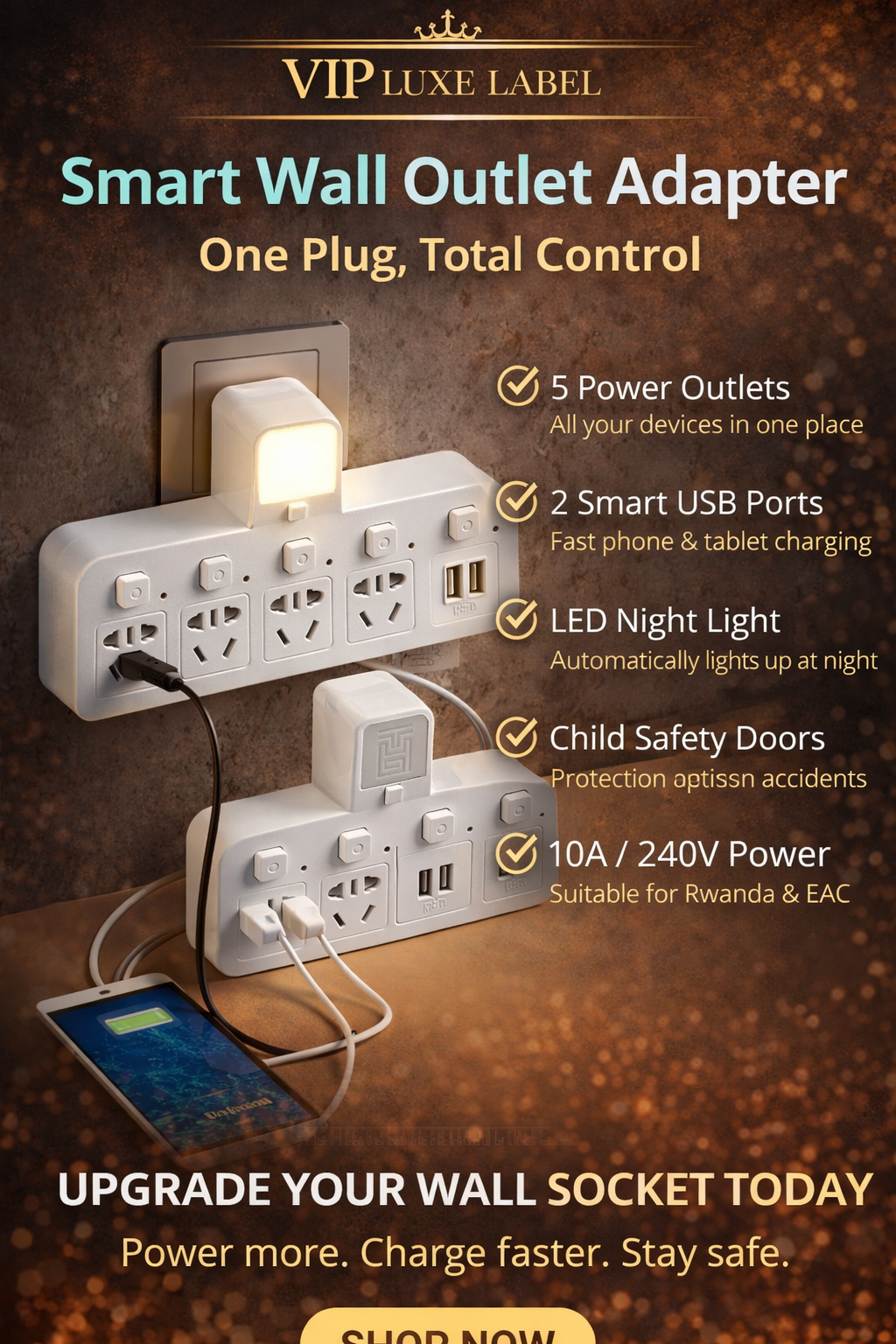 Smart Wall Outlet Adapter – One Plug, Total Control