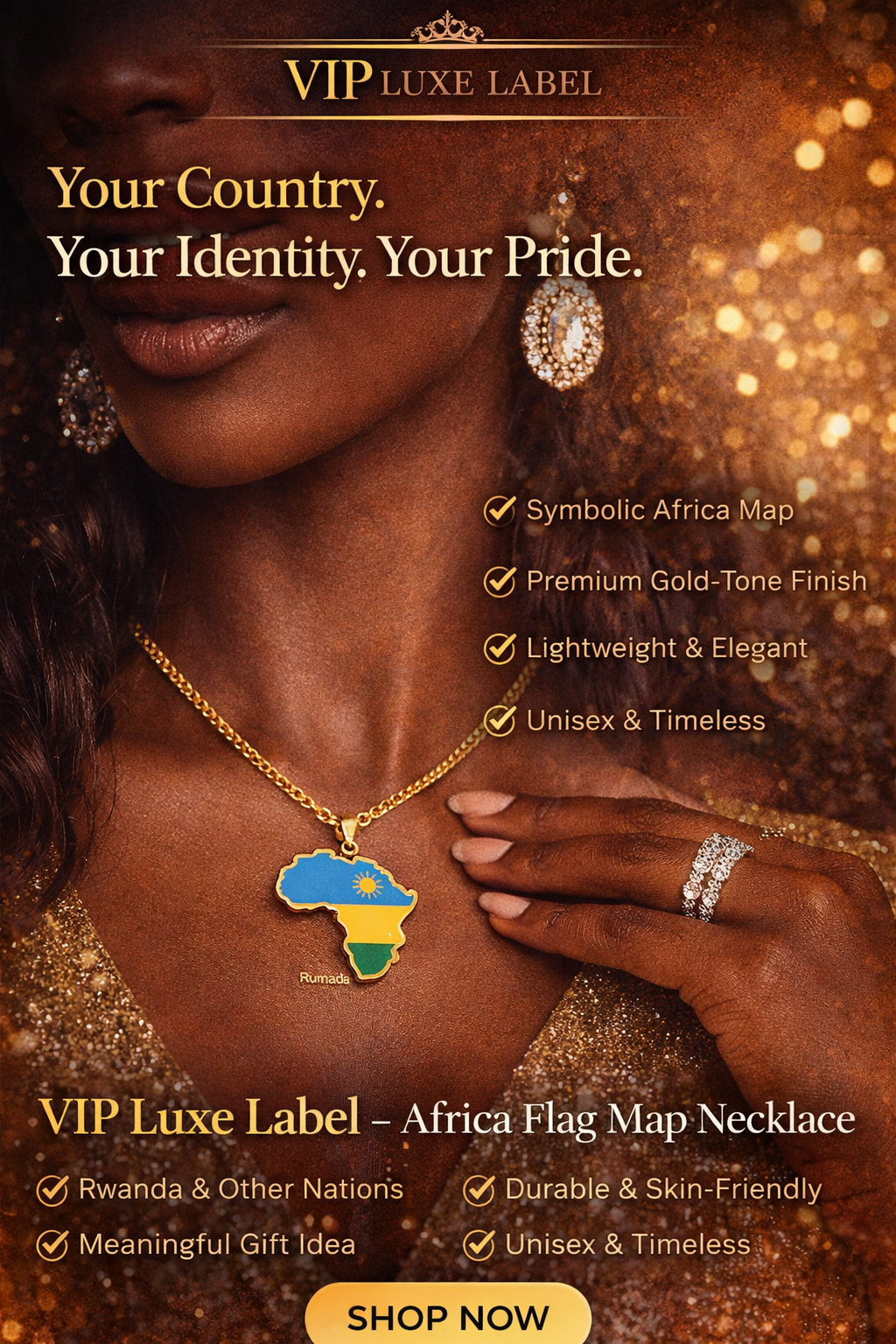 Africa Flag Map Necklace