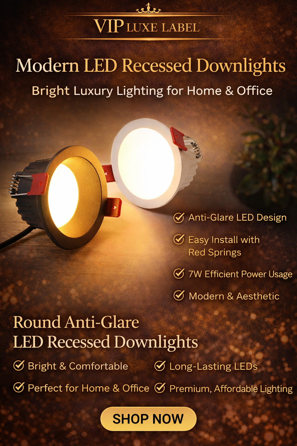 &nbsp;Premium Anti-Glare LED Recessed Downlight (7W)