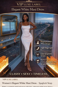 Women’s Elegant White Maxi Dress – Spaghetti Strap
